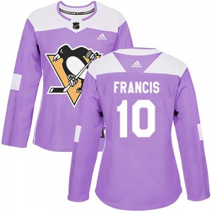 Ron Francis Pittsburgh Penguins Adidas Women's Authentic Fights Cancer Practice Jersey (Purple)