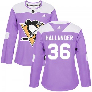 Filip Hallander Pittsburgh Penguins Adidas Women's Authentic Fights Cancer Practice Jersey (Purple)