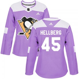 Magnus Hellberg Pittsburgh Penguins Adidas Women's Authentic Fights Cancer Practice Jersey (Purple)