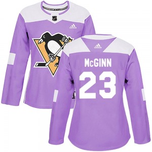 Brock McGinn Pittsburgh Penguins Adidas Women's Authentic Fights Cancer Practice Jersey (Purple)