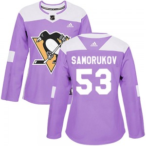 Dmitri Samorukov Pittsburgh Penguins Adidas Women's Authentic Fights Cancer Practice Jersey (Purple)