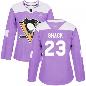 Eddie Shack Pittsburgh Penguins Adidas Women's Authentic Fights Cancer Practice Jersey (Purple)
