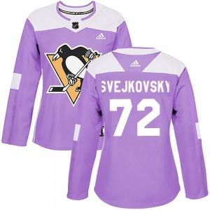 Lukas Svejkovsky Pittsburgh Penguins Adidas Women's Authentic Fights Cancer Practice Jersey (Purple)