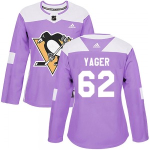 Brayden Yager Pittsburgh Penguins Adidas Women's Authentic Fights Cancer Practice Jersey (Purple)