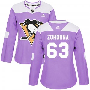 Radim Zohorna Pittsburgh Penguins Adidas Women's Authentic Fights Cancer Practice Jersey (Purple)