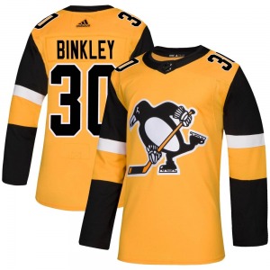 Les Binkley Pittsburgh Penguins Adidas Authentic Alternate Jersey (Gold)