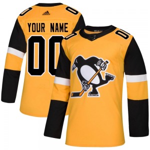 Custom Pittsburgh Penguins Adidas Authentic Custom Alternate Jersey (Gold)