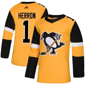 Denis Herron Pittsburgh Penguins Adidas Authentic Alternate Jersey (Gold)