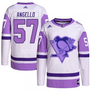 Anthony Angello Pittsburgh Penguins Adidas Youth Authentic Hockey Fights Cancer Primegreen Jersey (White/Purple)