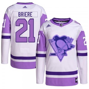 Michel Briere Pittsburgh Penguins Adidas Youth Authentic Hockey Fights Cancer Primegreen Jersey (White/Purple)