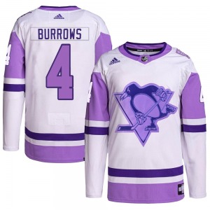 Dave Burrows Pittsburgh Penguins Adidas Youth Authentic Hockey Fights Cancer Primegreen Jersey (White/Purple)