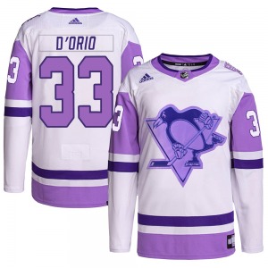 Alex D'Orio Pittsburgh Penguins Adidas Youth Authentic Hockey Fights Cancer Primegreen Jersey (White/Purple)