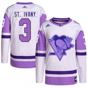 Jack St. Ivany Pittsburgh Penguins Adidas Youth Authentic Hockey Fights Cancer Primegreen Jersey (White/Purple)