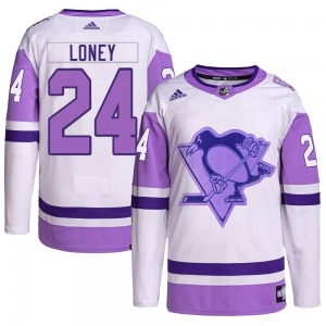 Troy Loney Pittsburgh Penguins Adidas Youth Authentic Hockey Fights Cancer Primegreen Jersey (White/Purple)