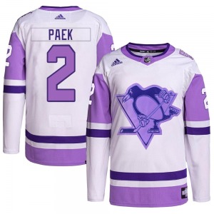 Jim Paek Pittsburgh Penguins Adidas Youth Authentic Hockey Fights Cancer Primegreen Jersey (White/Purple)