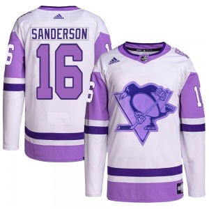 Derek Sanderson Pittsburgh Penguins Adidas Youth Authentic Hockey Fights Cancer Primegreen Jersey (White/Purple)