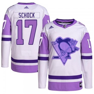 Ron Schock Pittsburgh Penguins Adidas Youth Authentic Hockey Fights Cancer Primegreen Jersey (White/Purple)
