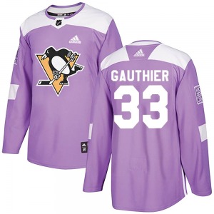 Taylor Gauthier Pittsburgh Penguins Adidas Youth Authentic Fights Cancer Practice Jersey (Purple)