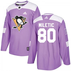 Sam Miletic Pittsburgh Penguins Adidas Youth Authentic Fights Cancer Practice Jersey (Purple)