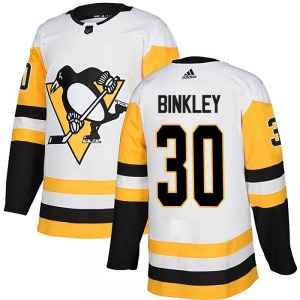 Les Binkley Pittsburgh Penguins Adidas Authentic Away Jersey (White)