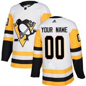Custom Pittsburgh Penguins Adidas Authentic Custom Away Jersey (White)