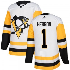 Denis Herron Pittsburgh Penguins Adidas Authentic Away Jersey (White)