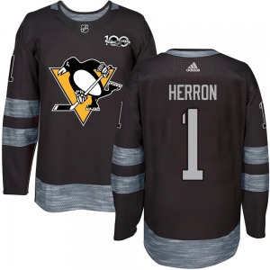 Denis Herron Pittsburgh Penguins Authentic 1917-2017 100th Anniversary Jersey (Black)