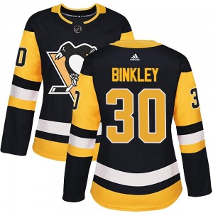 Les Binkley Pittsburgh Penguins Adidas Women's Authentic Home Jersey (Black)