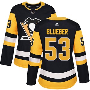 Teddy Blueger Pittsburgh Penguins Adidas Women's Authentic Black Home Jersey (Blue)