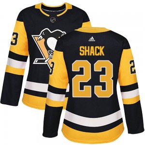Eddie Shack Pittsburgh Penguins Adidas Women's Authentic Home Jersey (Black)