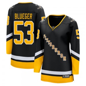 Teddy Blueger Pittsburgh Penguins Fanatics Branded Women's Premier Black 2021/22 Alternate Breakaway Player Jersey (Blue)