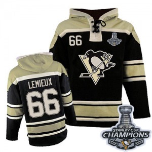 Mario Lemieux Pittsburgh Penguins Youth Authentic Old Time Hockey Sawyer Hooded Sweatshirt 2016 Stanley Cup Champions (Black)