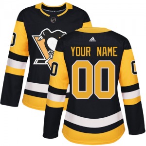 Custom Pittsburgh Penguins Adidas Women's Authentic Home Jersey (Black)