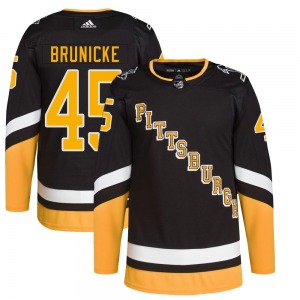 Harrison Brunicke Pittsburgh Penguins Adidas Youth Authentic 2021/22 Alternate Primegreen Pro Player Jersey (Black)