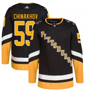 Egor Chinakhov Pittsburgh Penguins Adidas Youth Authentic 2021/22 Alternate Primegreen Pro Player Jersey (Black)