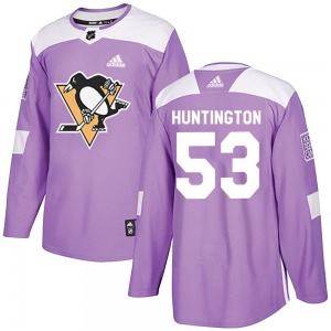 Jimmy Huntington Pittsburgh Penguins Adidas Authentic Fights Cancer Practice Jersey (Purple)