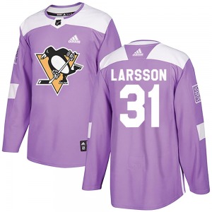 Filip Larsson Pittsburgh Penguins Adidas Authentic Fights Cancer Practice Jersey (Purple)