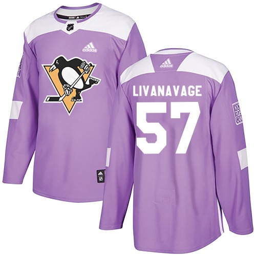 Jake Livanavage Pittsburgh Penguins Adidas Authentic Fights Cancer Practice Jersey (Purple)