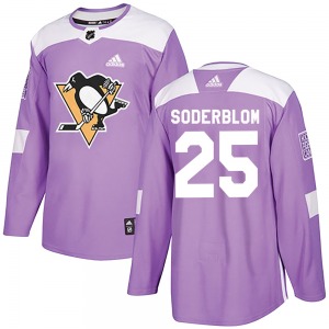 Elmer Soderblom Pittsburgh Penguins Adidas Authentic Fights Cancer Practice Jersey (Purple)