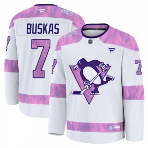 Rod Buskas Pittsburgh Penguins Fanatics Premium 2024 Hockey Fights Cancer Practice Jersey (White)