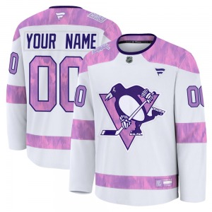 Custom Pittsburgh Penguins Fanatics Premium Custom 2024 Hockey Fights Cancer Practice Jersey (White)