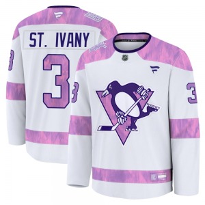 Jack St. Ivany Pittsburgh Penguins Fanatics Premium 2024 Hockey Fights Cancer Practice Jersey (White)