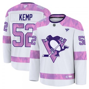 Philip Kemp Pittsburgh Penguins Fanatics Premium 2024 Hockey Fights Cancer Practice Jersey (White)