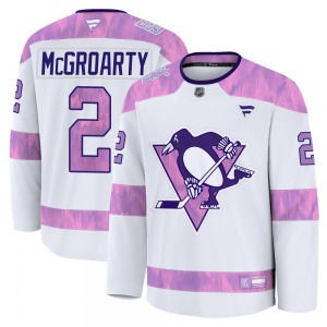 Rutger McGroarty Pittsburgh Penguins Fanatics Premium 2024 Hockey Fights Cancer Practice Jersey (White)