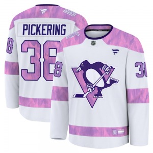 Owen Pickering Pittsburgh Penguins Fanatics Premium 2024 Hockey Fights Cancer Practice Jersey (White)