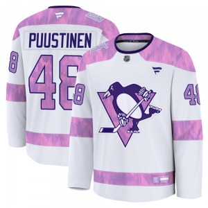 Valtteri Puustinen Pittsburgh Penguins Fanatics Premium 2024 Hockey Fights Cancer Practice Jersey (White)