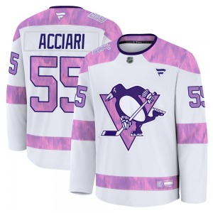 Noel Acciari Pittsburgh Penguins Fanatics Youth Premium 2024 Hockey Fights Cancer Practice Jersey (White)