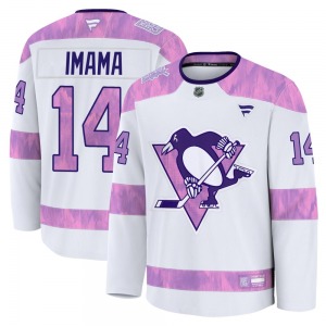 Bokondji Imama Pittsburgh Penguins Fanatics Youth Premium 2024 Hockey Fights Cancer Practice Jersey (White)