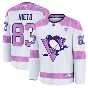 Matt Nieto Pittsburgh Penguins Fanatics Youth Premium 2024 Hockey Fights Cancer Practice Jersey (White)