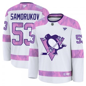 Dmitri Samorukov Pittsburgh Penguins Fanatics Youth Premium 2024 Hockey Fights Cancer Practice Jersey (White)